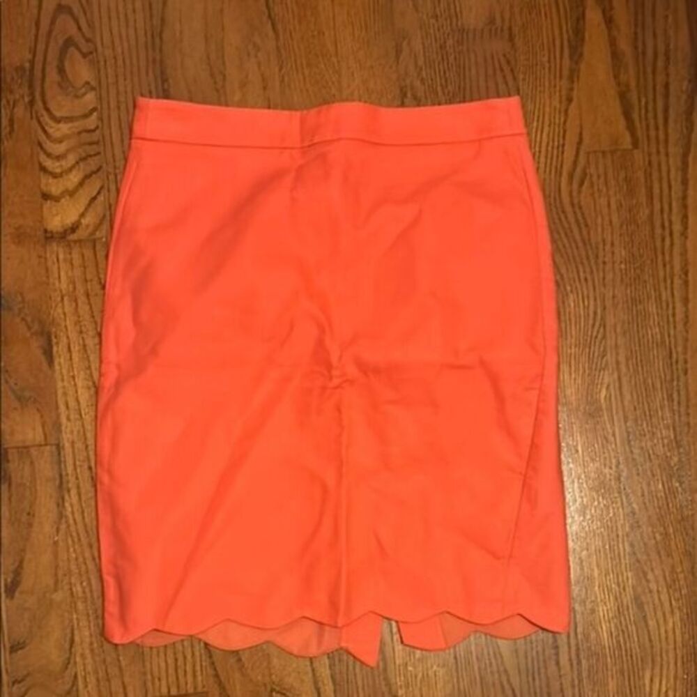 J Crew 0 Chic Coral Pencil Skirt with Scalloped Hem  A